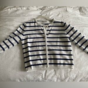 Striped Navy and White Cardigan